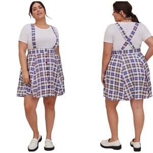 Torrid Women Blue & White Mini Chalis Skirtall Rustic Plaid Size 3 3X